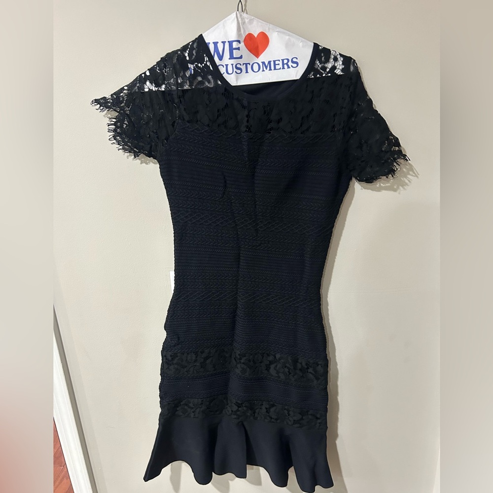 Lucy Paris Black Lace Midi Dress